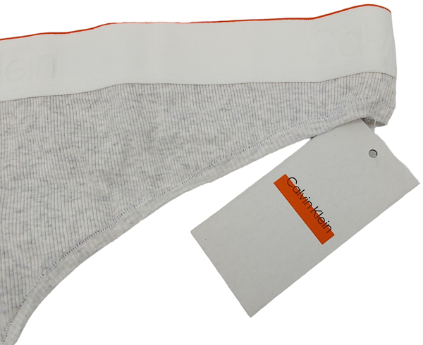 Damskie szare stringi Calvin Klein Heron Preston 0040111WAE MEX 1X z prążkowaną fakturą