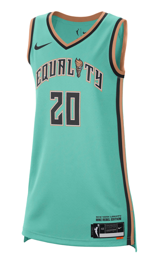 Zielony damski top Nike WNBA Sabrina Ionescu DJ4576-302 L przód z logo Liberty
