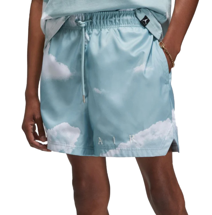 Niebieskie męskie spodenki Nike Air Jordan Poolside DM1375366 XXL przód z nadrukiem chmur