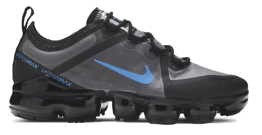 Czarne młodzieżowe sneakersy Nike Air VaporMax 2019 GS CN9581-001 r. 37,5 z niebieskim logo
