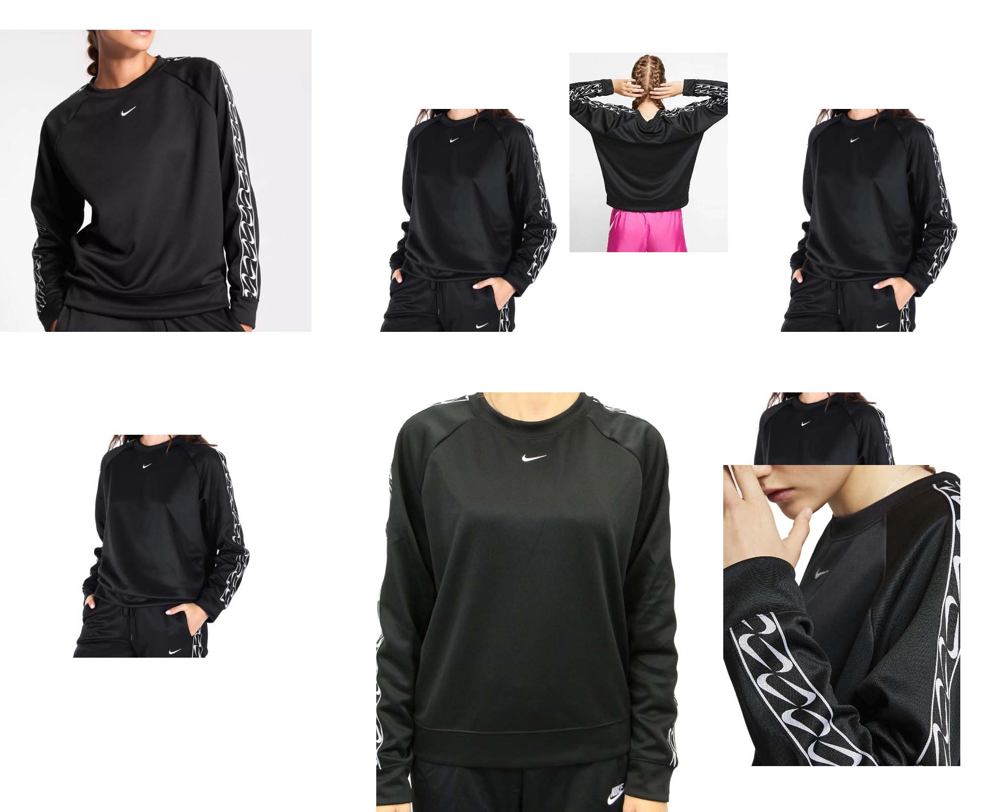 Czarna bluza unisex Nike Sportswear Logo Crew S detal