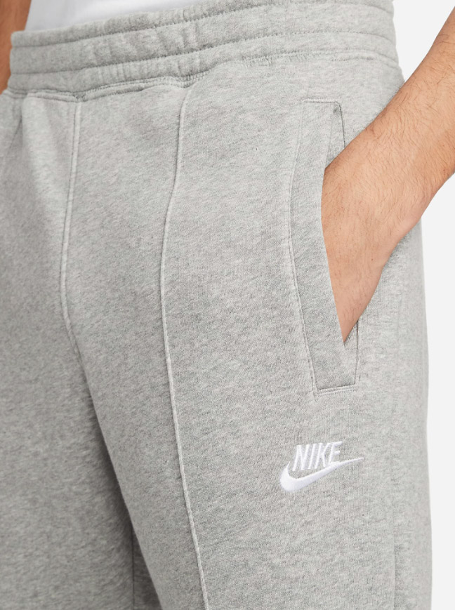 Szare męskie spodnie Nike Sportswear Fleece Slim Fit DO0022-063 L przód z elastycznym pasem