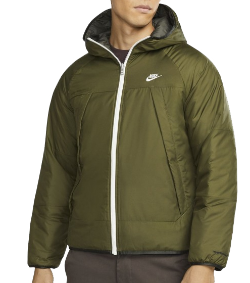 Zielona męska kurtka dwustronna Nike NSW Therma-FIT Repel DH2783-326 M przód z regulowanym zamkiem