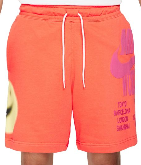 Pomarańczowe męskie spodenki Nike Sportswear French Terry DA0645-842 L przód z grafiką