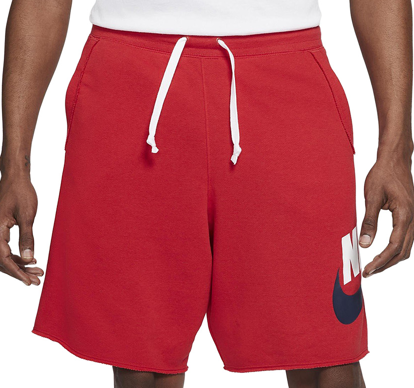 Czerwone spodenki męskie Nike AR2375-659 L przód z logo Nike