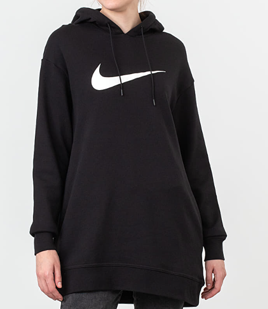 Boczny widok czarnej damskiej bluzy sukienki Nike NSW Swoosh AV8290-010 XS z mankietami