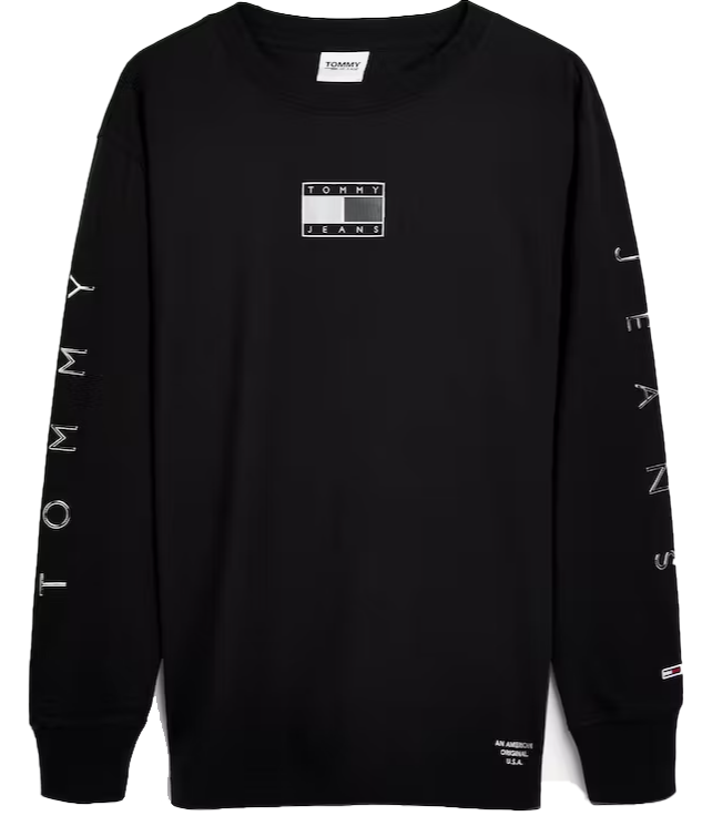 Czarna bluza męska Tommy Hilfiger DM0DM12554 S przód z metalicznym logo