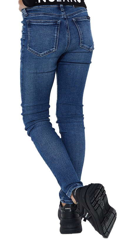 Niebieskie spodnie dziewczęce Calvin Klein IG0IG01068 152 cm bok z widocznymi kieszeniami