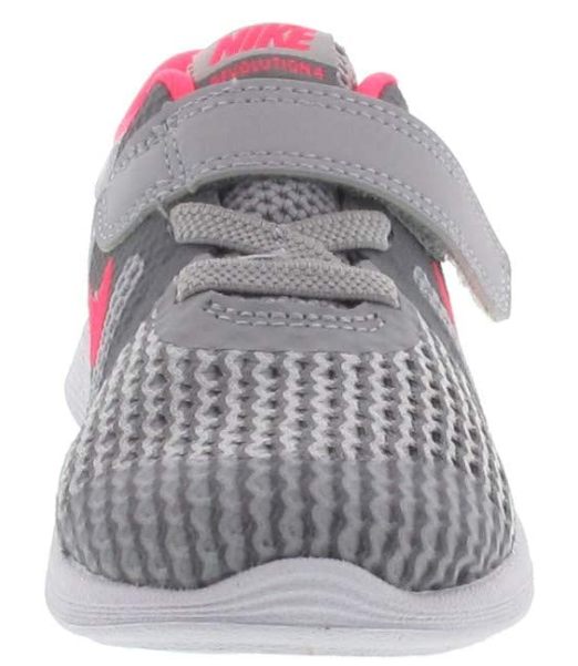 Multikolorowe dziecięce sneakersy Nike Revolution 4 TDV 943308-003 r. 17 bok z czerwonymi akcentami