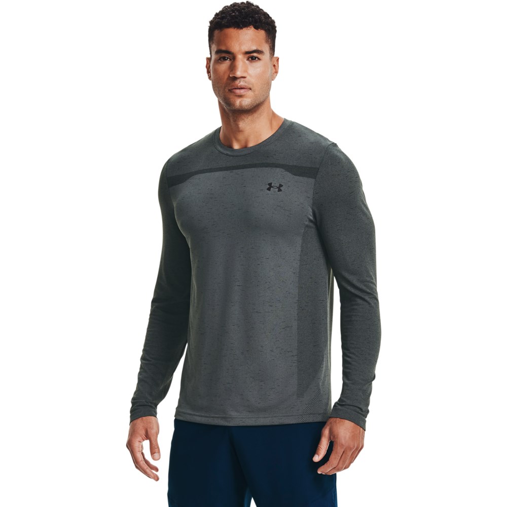 Szara męska koszulka Under Armour HeatGear 1361136012 L detal siatki wentylacyjnej