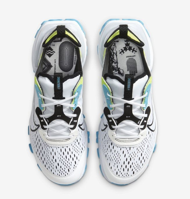 Białe młodzieżowe sneakersy Nike React Vision WW CV8965100 r. 39 bok z kolorowymi akcentami