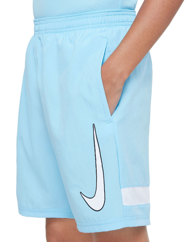 Niebieskie męskie spodenki Nike Dri-FIT Academy CV1467-499 S detal logo i kieszeni