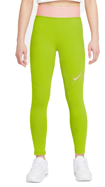 Zielone legginsy dziewczęce Nike Air Essentials DM8369321 XL z nadrukiem AIR