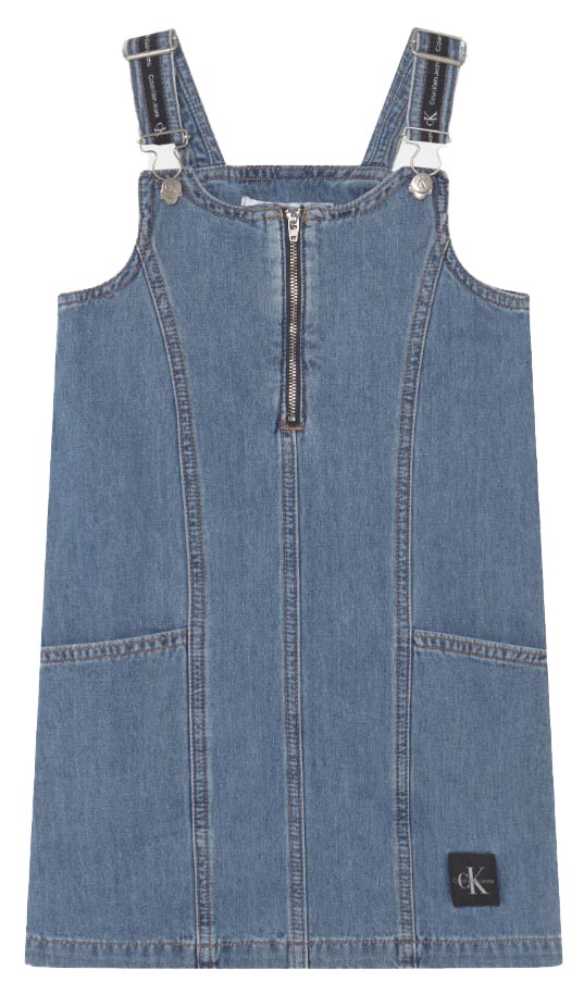 Niebieska sukienka dziewczęca Calvin Klein IG0IG01419 170 cm przód z regulowanymi ramiączkami