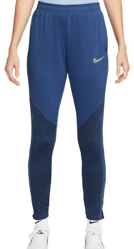 Damskie niebieskie spodnie Nike Strike Dri-FIT DH9159-411 M przód z granatowymi wstawkami