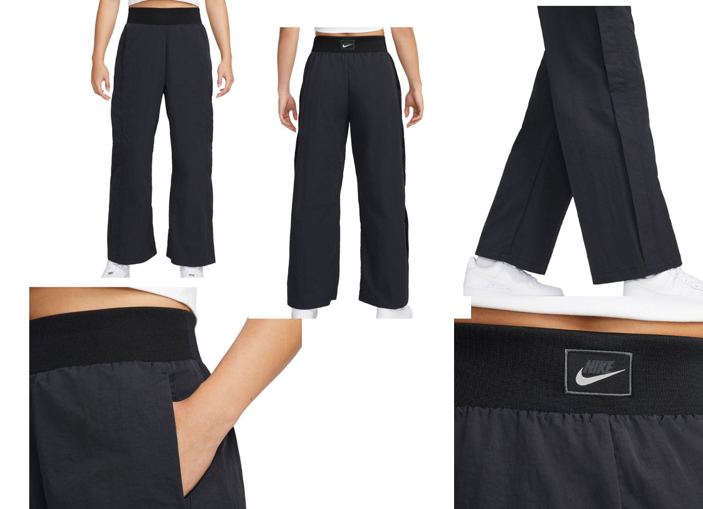 Czarne spodnie dresowe damskie Nike DD5094-010 M przód z logo