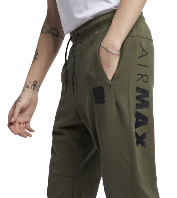 Zielone spodnie Nike Air Max BV7397-325 XL dla chłopców z prążkowanymi ściągaczami