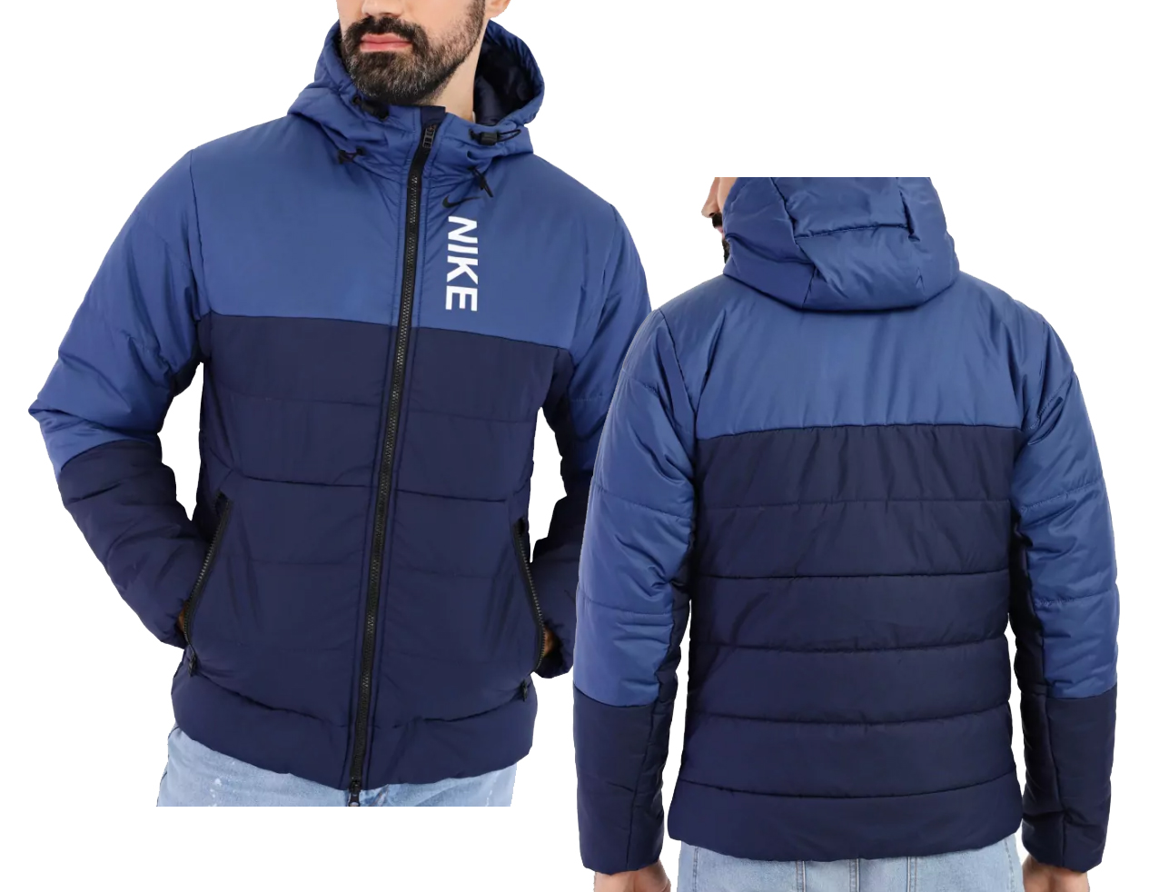 Niebieska męska kurtka Nike Sportswear Hybrid Synthetic Fill Therma-FIT DX2036-434 S przód z regulowanym kapturem