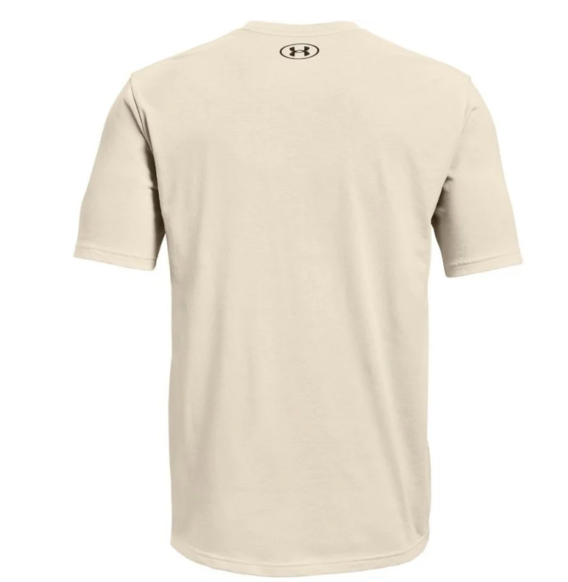 Beżowa męska koszulka Under Armour HeatGear Loose 1361673-110 L przód z nadrukiem ABC Camo