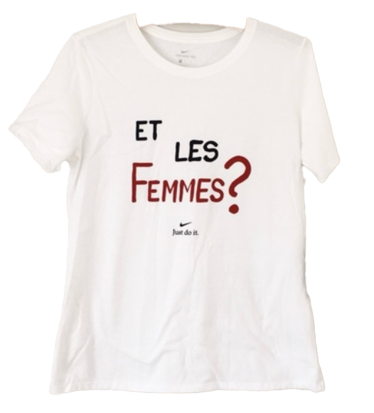 Biała damska koszulka Nike Tee CU5872-100 XL przód z grafiką na ciepło