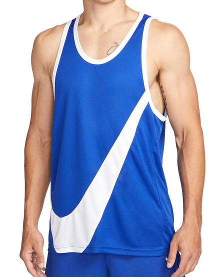 Niebieska koszulka męska Nike Dri-FIT Tank DH7132480 L bok z detalem