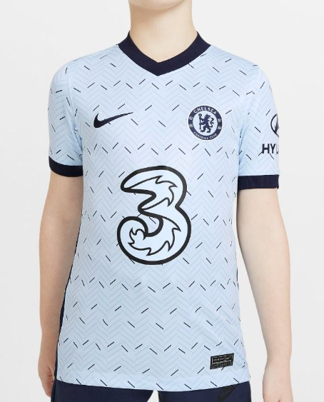 Jasnoniebieska koszulka dziecięca Nike Chelsea 2020 CD4497-495 XS 122-128 cm przód z herbem Chelsea