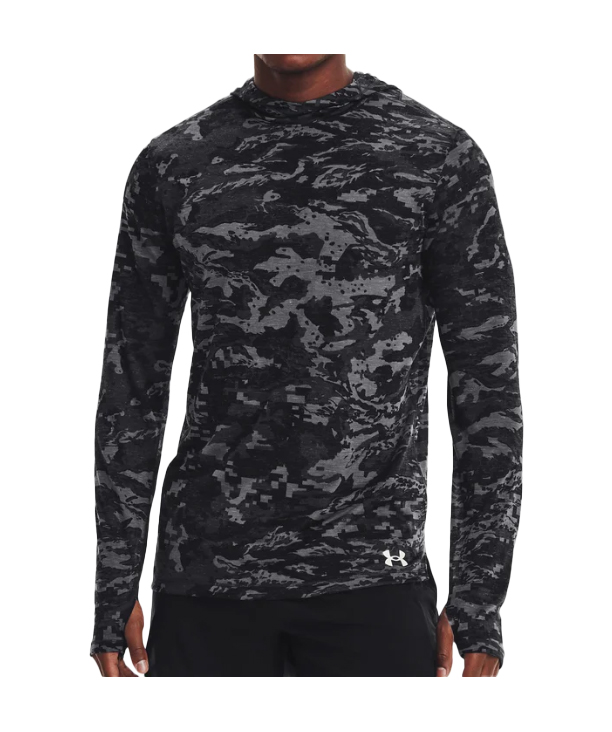 Czarna koszulka męska Under Armour 1361467001 L z kapturem i szarym wzorem camo bok