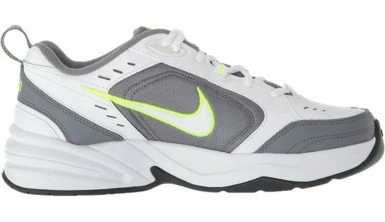 Szare sneakersy męskie Nike Air Monarch IV 415445-100 r. 38,5 przód z białymi sznurowadłami