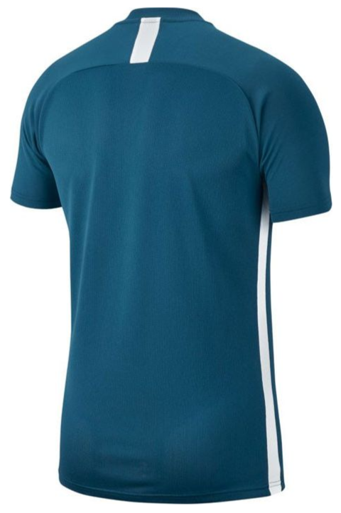 Boczny widok niebieskiej junior koszulki Nike Dri-FIT Academy19 AJ9261-404 L z raglan rękawami