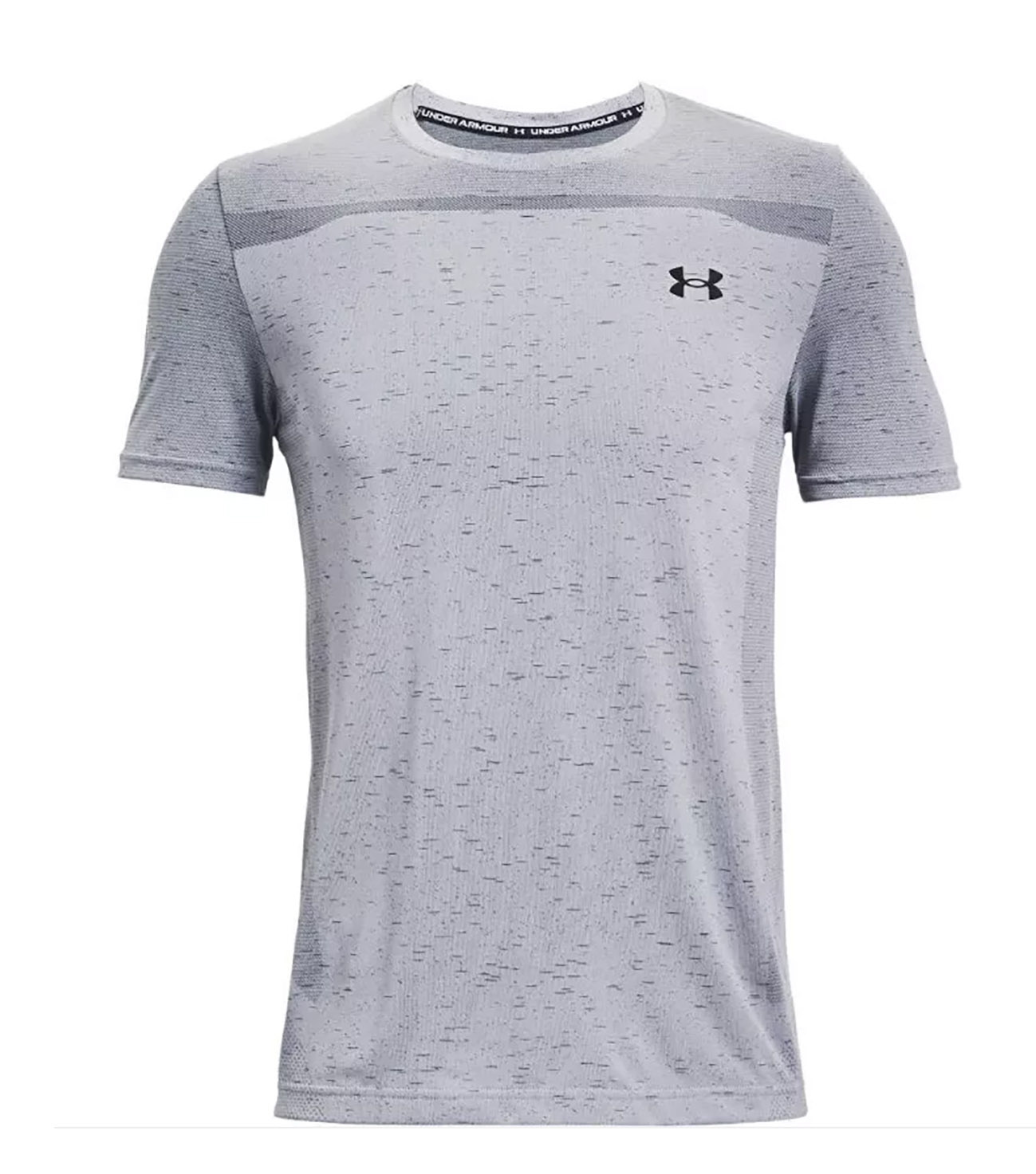 Szara męska koszulka Under Armour HeatGear Fitted 1361131-011 L detal siatki i logo