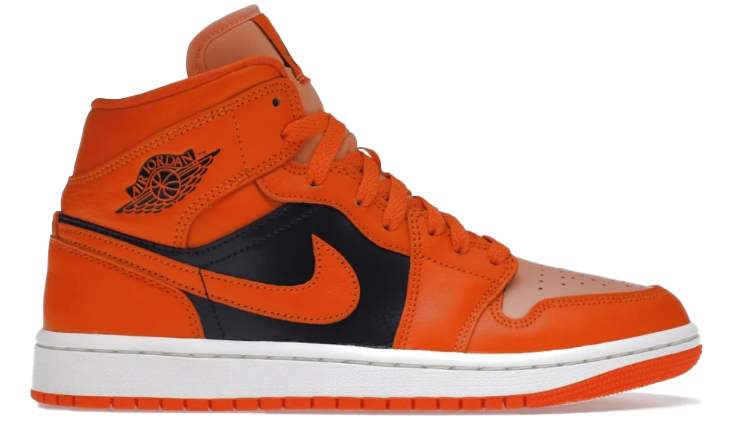 Pomarańczowe Jordan 1 Mid Orange Black DM3381-600 – widok z boku