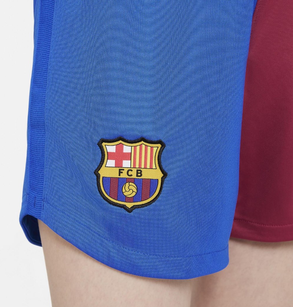 Niebiesko-bordowe damskie szorty Nike FC Barcelona 2021/22 CV8200-427 S przód z elastycznym pasem