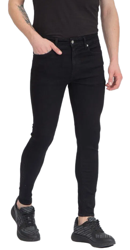 Czarne jeansy męskie Calvin Klein Super Skinny J302J315352 36/32 przód z zapięciem na zamek