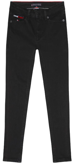Czarne jeansy dziecięce Tommy Hilfiger KB0KB06052 92 cm przód z subtelnym logo