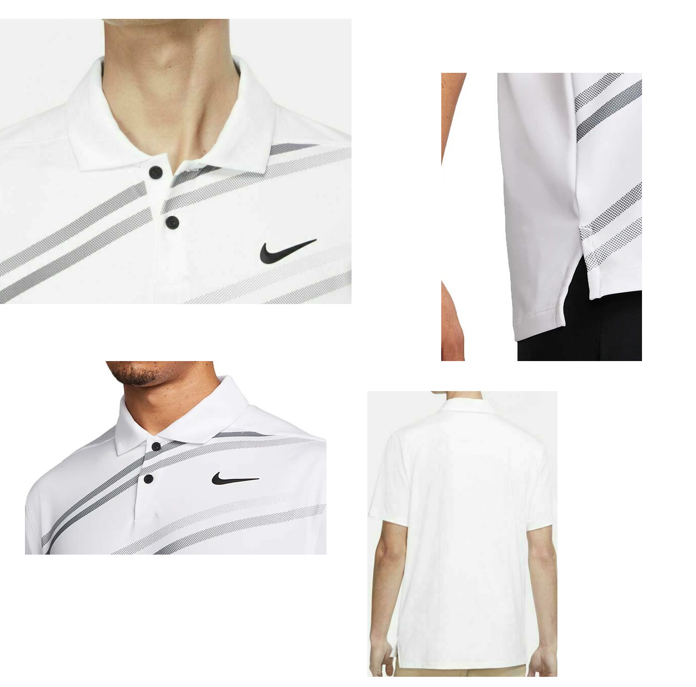 Biała koszulka polo męska Nike Vapor Print Dri-FIT DH0791100 M tył z siateczką