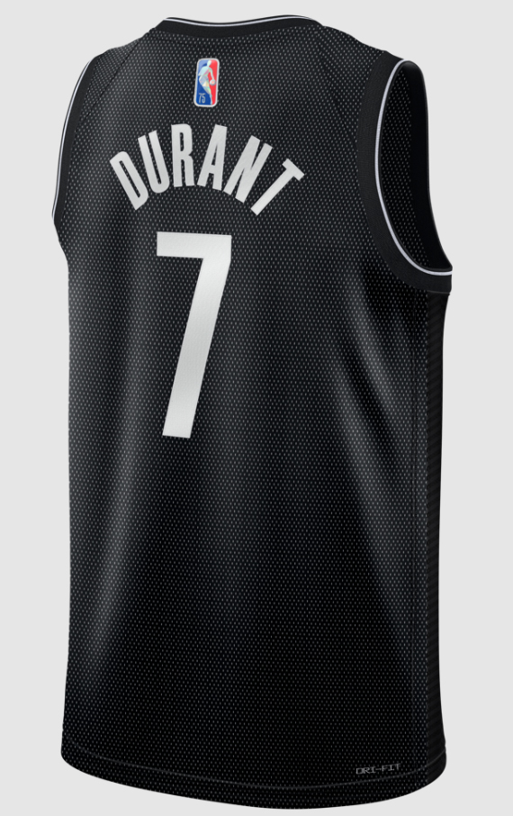 Czarna koszulka NBA Nets Kevin Durant DH8057010 M detal logo Nike