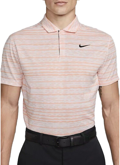 Różowa koszulka polo męska Nike DRY Tiger Woods Dri-FIT DH0789640 S przód z paskami