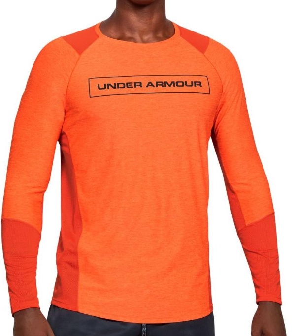 Pomarańczowa koszulka męska Under Armour 1351575856 L przód z technologią HeatGear