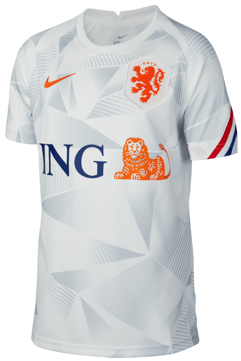 Biała koszulka junior Nike Netherlands CD2589101 L 147-158 cm przód z herbem Holandii