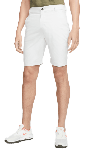 Jasnoszare męskie spodenki Nike Golf UV Chino DA4139-025 28 przód z elastycznym pasem