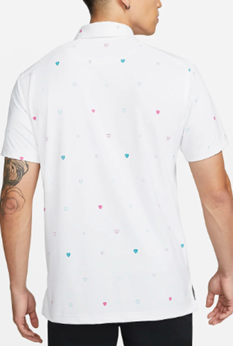 Biała koszulka polo męska Nike Player Print Dri-FIT DH0645100 XXL przód z motywem Shield