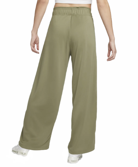 Zielone spodnie dresowe damskie Nike DQ5382-351 L bok z prostą nogawką