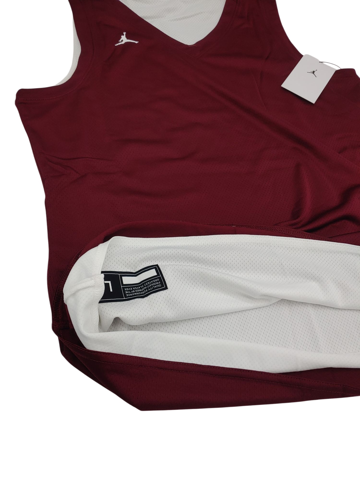 Damska koszulka Nike Air Jordan Dri-FIT Bordowo-Biała L – Widok biały