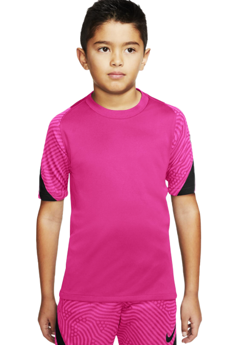 Różowa koszulka treningowa junior Nike Strike BV9458-639 S 128-137 cm przód z logo Nike