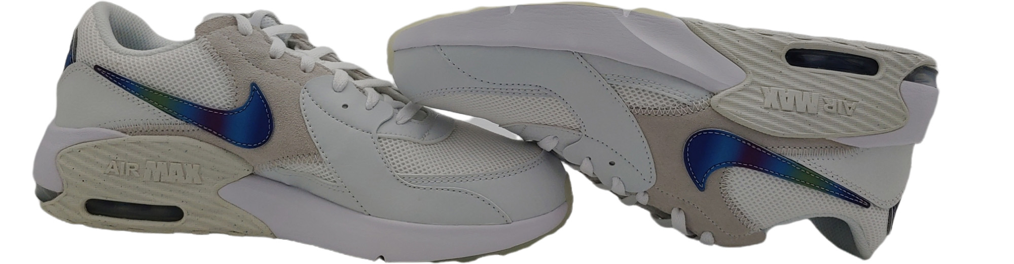 Białe młodzieżowe sneakersy Nike Air Max Excee GS CD6894-103 r. 39 bok z beżowymi i szarymi elementami