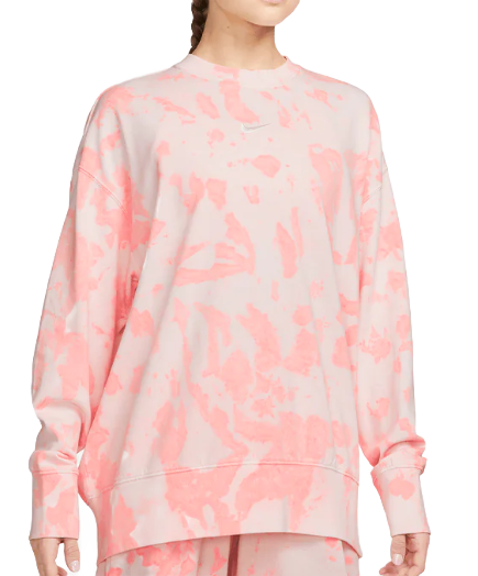 Damska różowa bluza Nike Cloud-Dye DQ6156-635 L przód z ciemnoróżowymi wzorami chmur