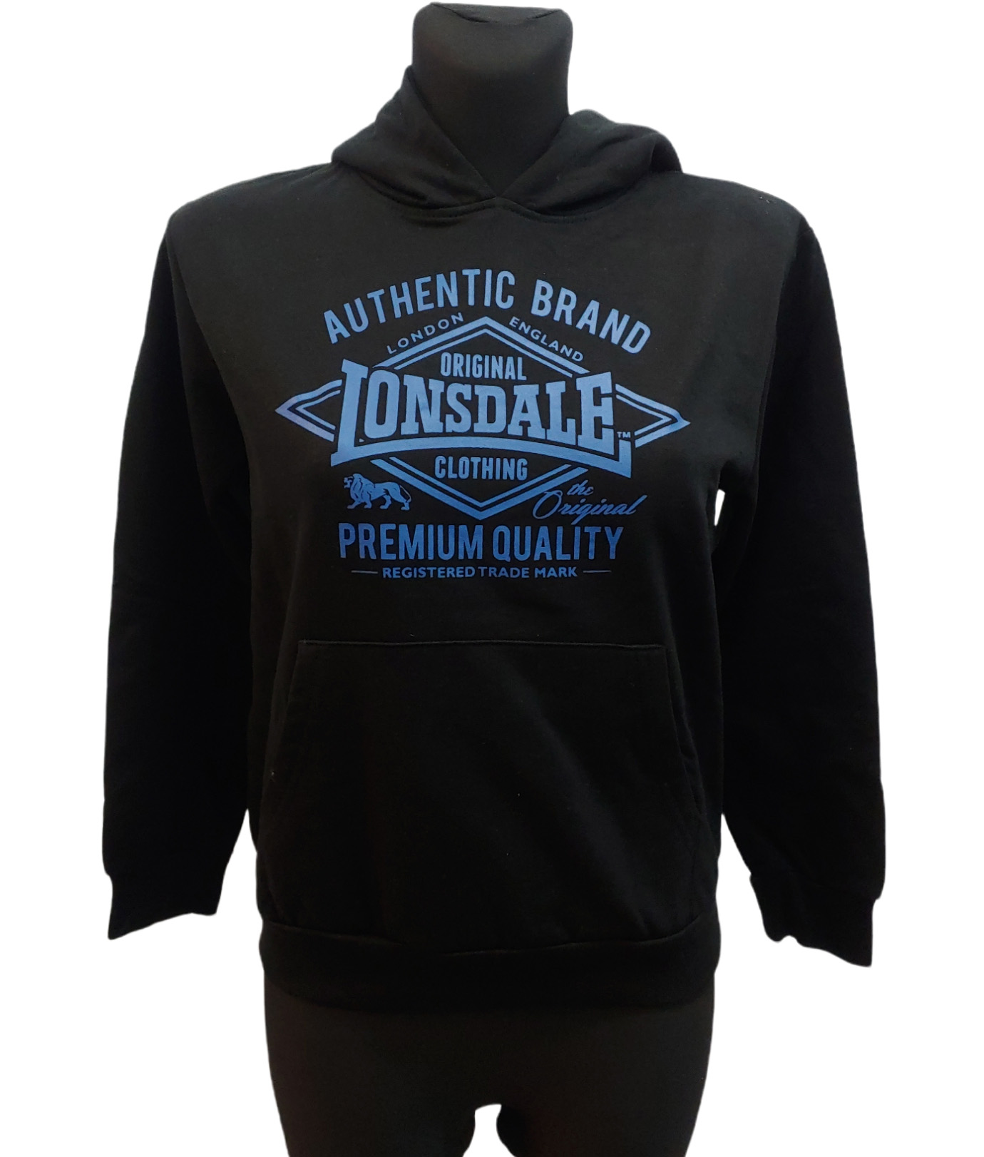 Czarna bluza młodzieżowa Lonsdale 164 cm z kapturem