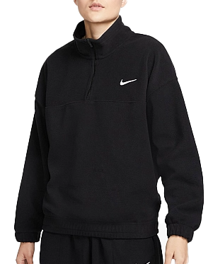 Czarna damska bluza Nike Sportswear Polarowa Loose Fit FJ1019-010 M przód z pół-zapkiem