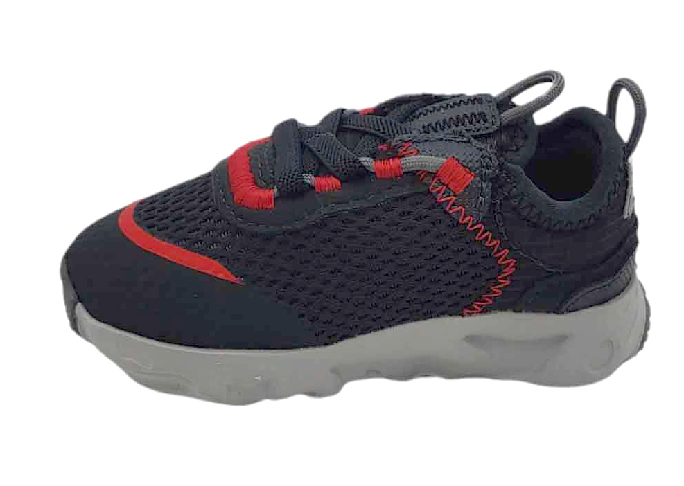 Czarne dziecięce sneakersy Nike RT Live TD CW1620-005 r. 21 bok z czerwonymi akcentami