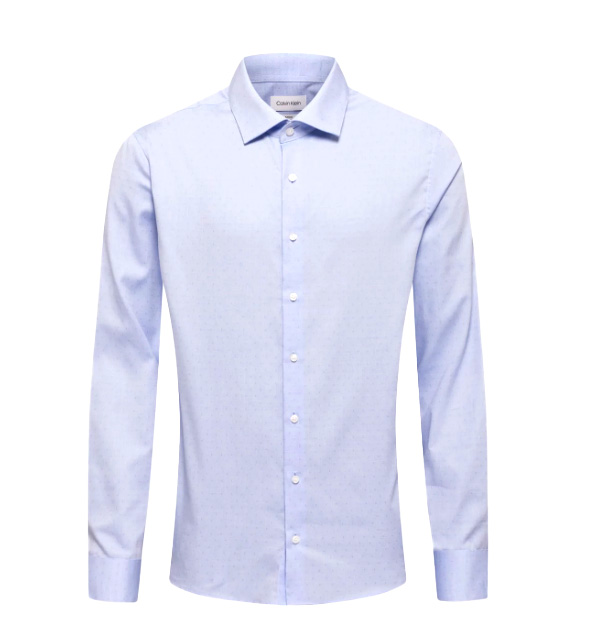 Niebieska koszula męska Calvin Klein Fitted K10K104766 42 detal wzoru geometrycznego